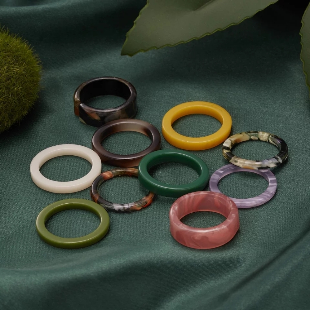 10pcs set resin rings for women
